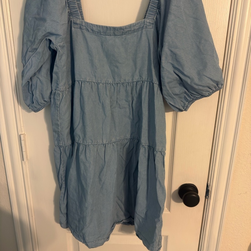 Light Blue Puff Sleeve Dress